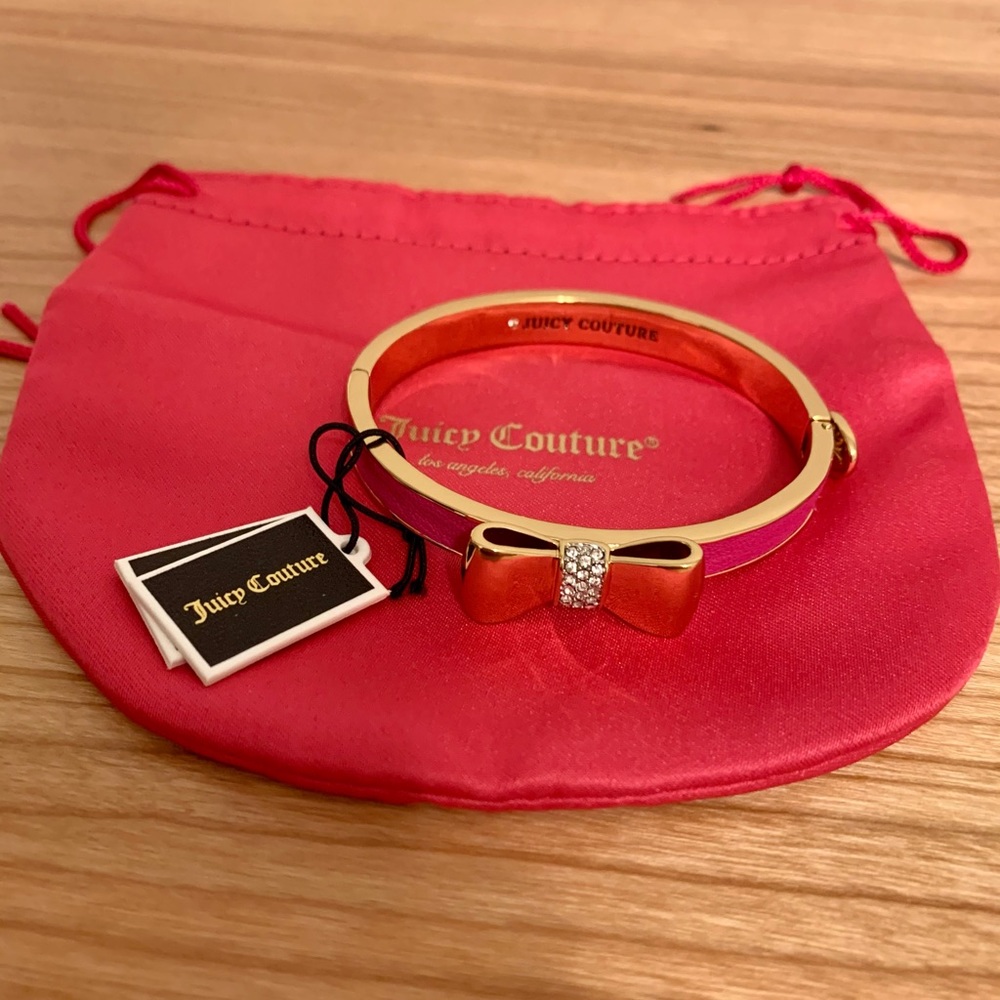 Brand New Juicy Couture Pink Bow Pave Bangle